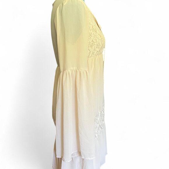 Flying Tomato Women's Boho Hippie Cottagecore Swing Cream Dress medium - Picture 4 of 8